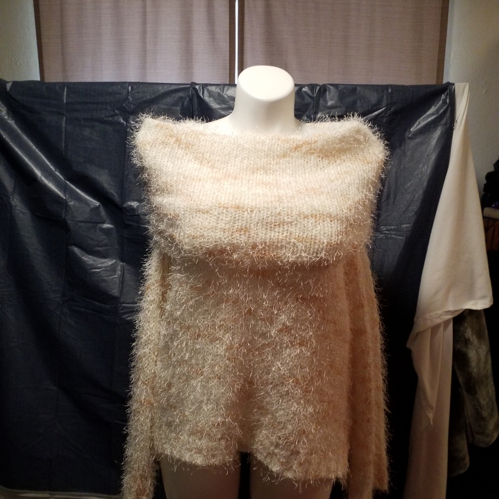 Peach and white two-piece sweater